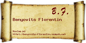 Benyovits Florentin névjegykártya